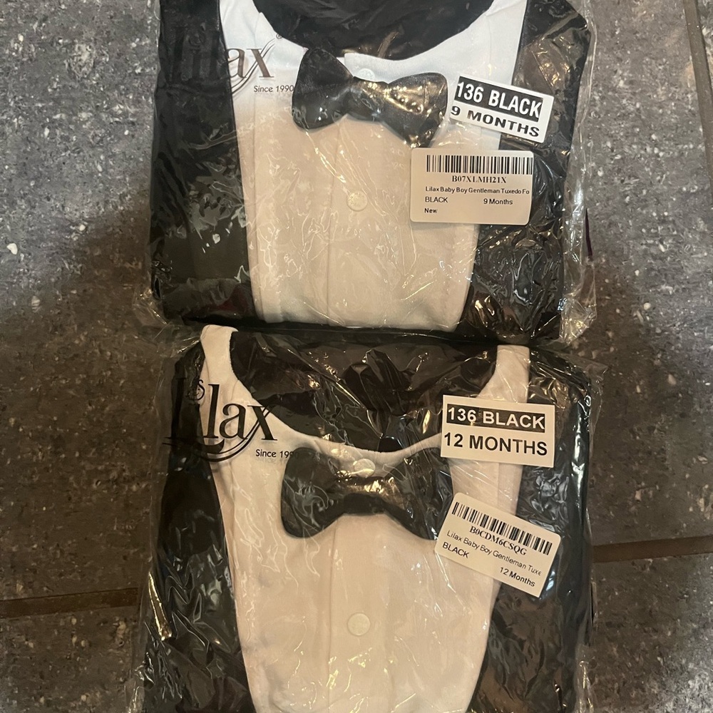 Black and White Tuxedo Onesie Set